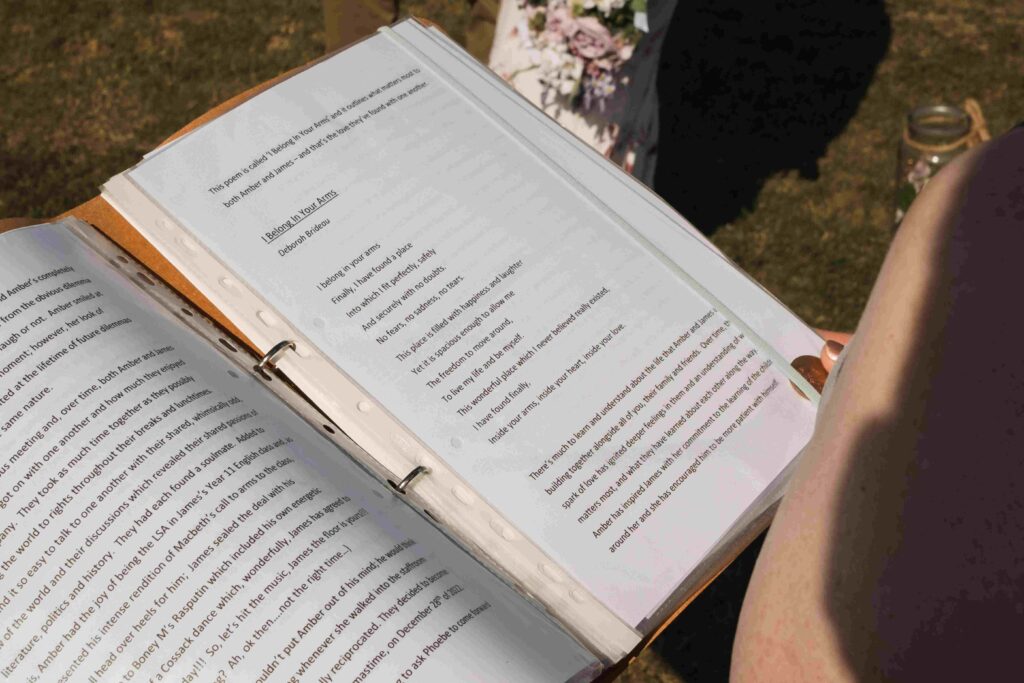 Personalised ceremony script
