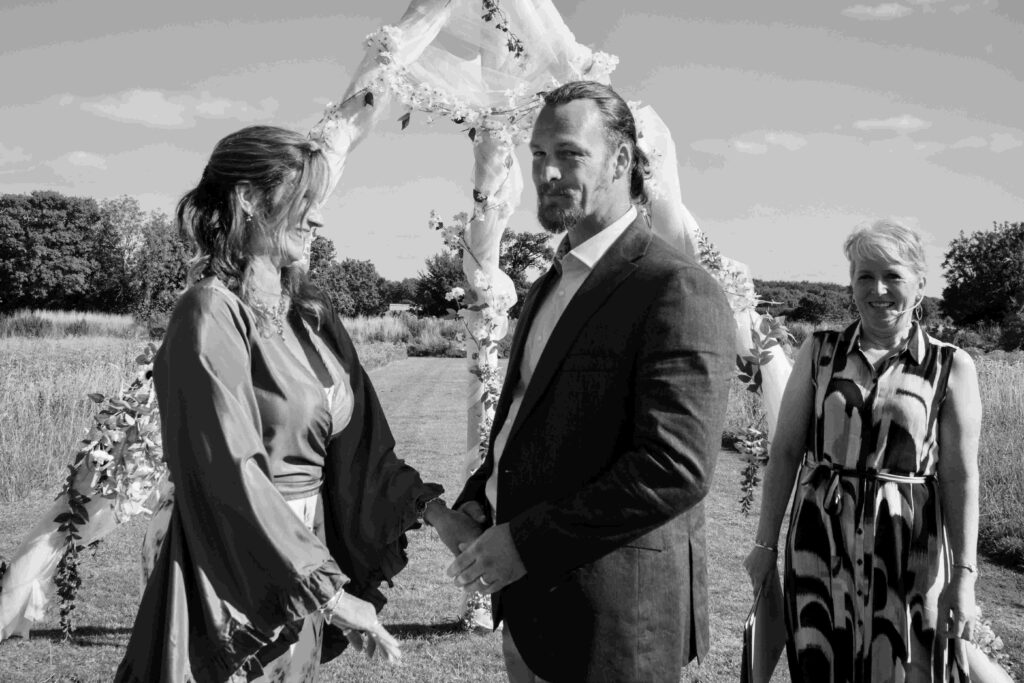 Norfolk farm wedding with celebrant